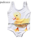 US Stock Kids Baby Girls Swimwear Bikini Set Lovely Little Duck Printing Tankini Swimwear Swimsuit Bathing  Bathsuit Beachwear