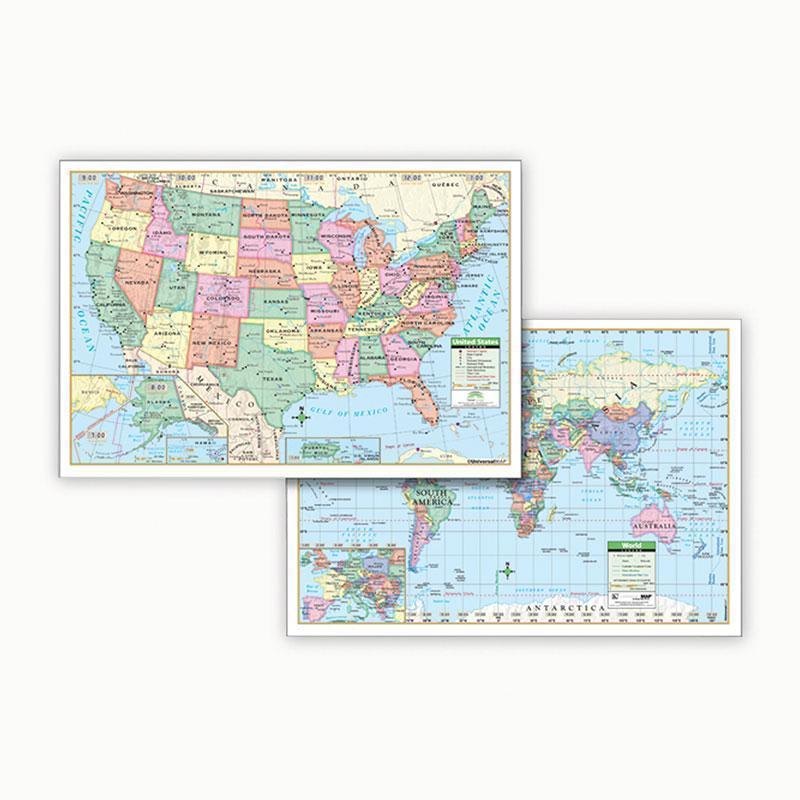 US & WORLD POLITCAL ROLLED MAP SET-Learning Materials-JadeMoghul Inc.