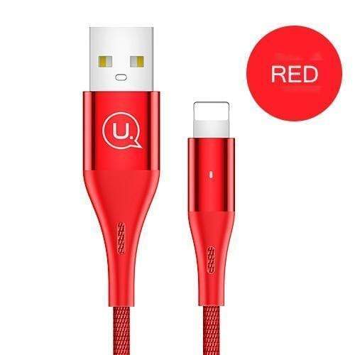 USAMS USB Cable for Lightning Cable for iPhone Cable LED light fast charging Data cable for iPhone X 8 7 7 plus 6 6s 5 SE 5s 5c