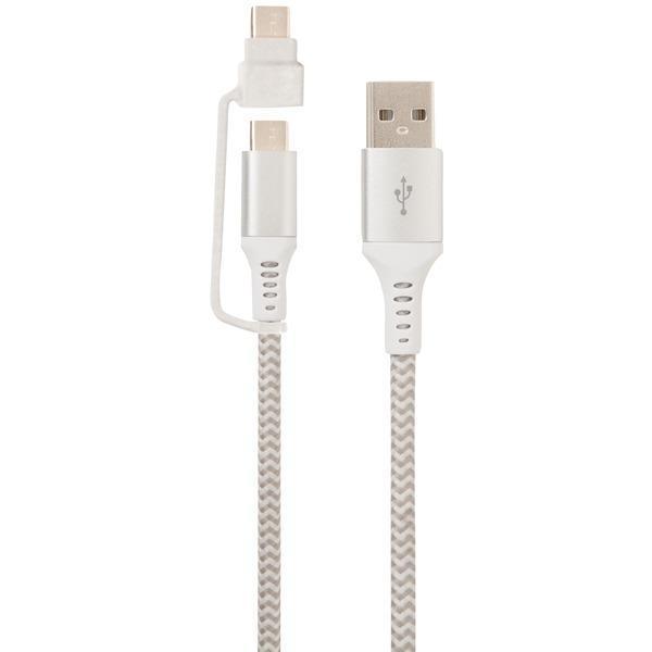USB-A to USB-C(TM) Cable with Micro USB Adapter, 10ft (White)