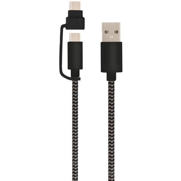 USB-A to USB-C(TM) Cable with Micro USB Adapter, 5ft (Black)
