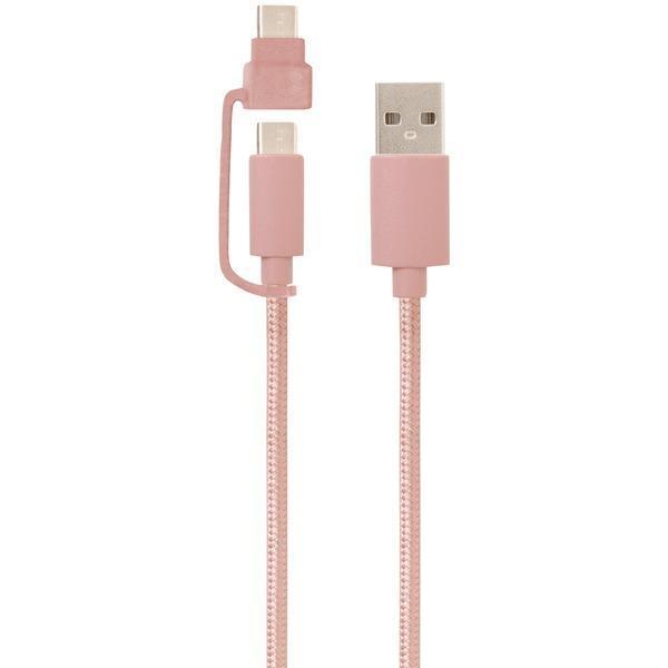 USB-A to USB-C(TM) Cable with Micro USB Adapter, 5ft (Rose Gold)