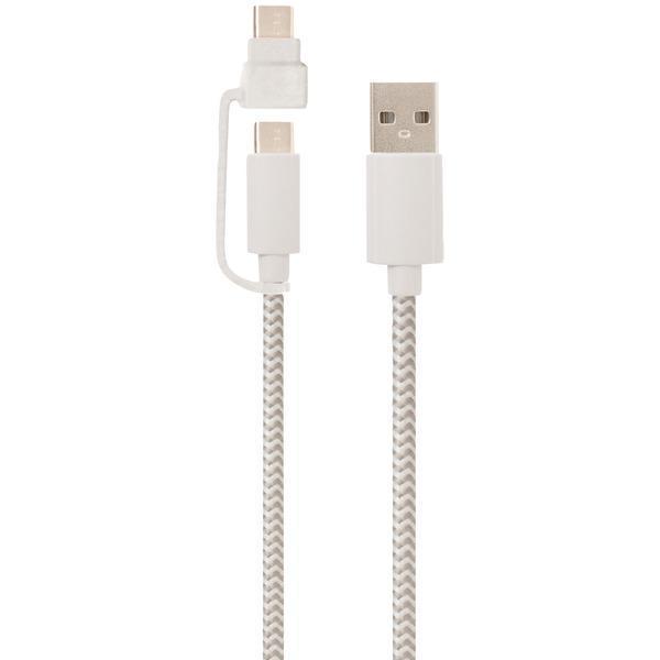 USB-A to USB-C(TM) Cable with Micro USB Adapter, 5ft (White)