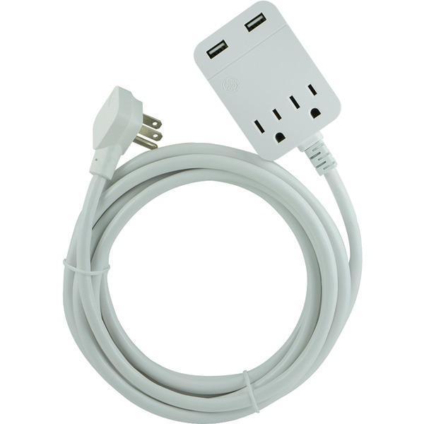 USB Extension Cord with Surge Protection, 12ft-Power Cords-JadeMoghul Inc.