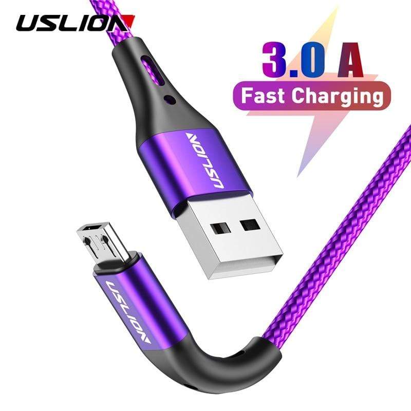 USLION 2m 3m Micro USB Cable 3A Fast Charging Data Cable for Xiaomi Redmi 4X Samsung J7 Android Mobile Phone Microusb Charger AExp