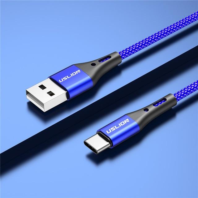 USLION 3A USB Type C Cable Fast Charging Wire for Samsung Galaxy S8 S9 Plus Xiaomi mi9 Huawei Mobile Phone USB C Charger Cable JadeMoghul Inc. 