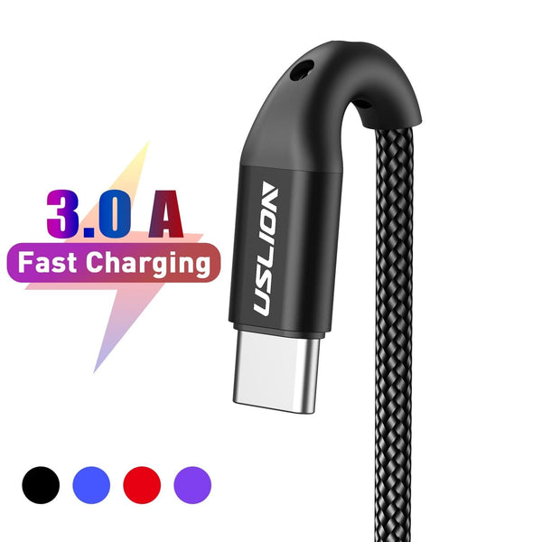 USLION 3A USB Type C Cable Fast Charging Wire for Samsung Galaxy S8 S9 Plus Xiaomi mi9 Huawei Mobile Phone USB C Charger Cable JadeMoghul Inc. 