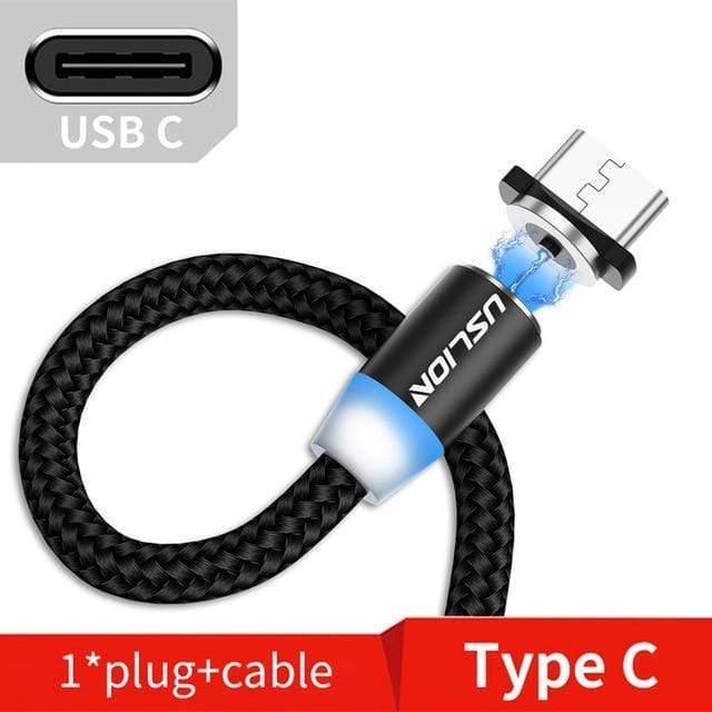 USLION 3M Magnetic Micro USB Cable For Samsung Android Mobile Phone Type-c Charging For iPhone XS XR 8 Magnet Charger Wire Cord AExp