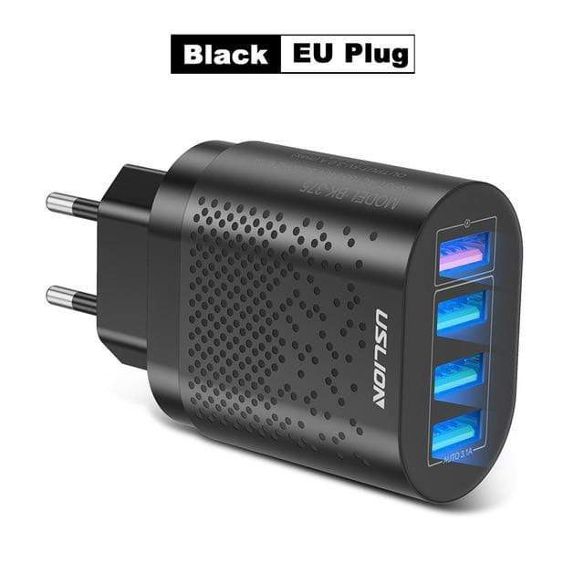 USLION EU/US Plug USB Charger 3A Quik Charge 3.0 Mobile Phone Charger For iPhone 11 Samsung Xiaomi 4 Port 48W Fast Wall Chargers AExp