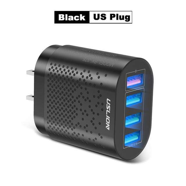 USLION EU/US Plug USB Charger 3A Quik Charge 3.0 Mobile Phone Charger For iPhone 11 Samsung Xiaomi 4 Port 48W Fast Wall Chargers AExp