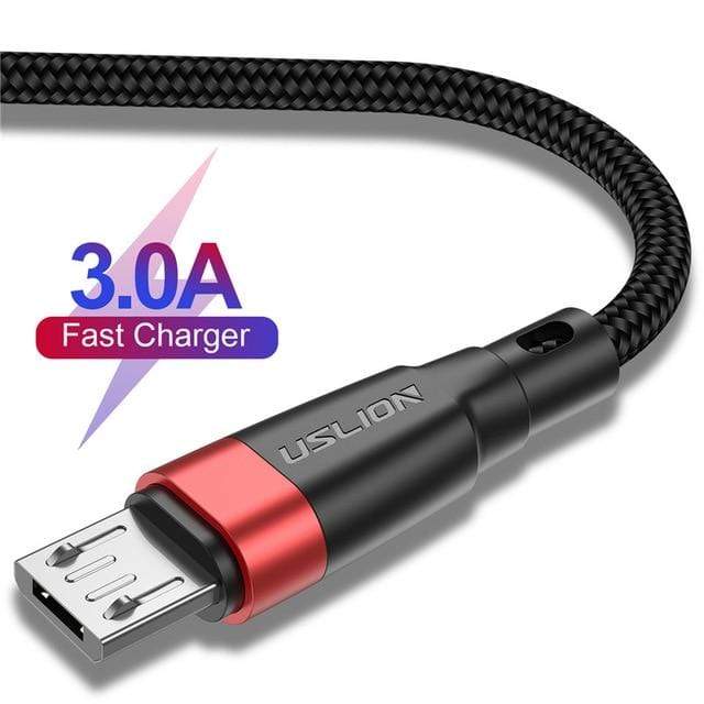 USLION Micro USB Cable 3A Fast Charging USB Data Cable Cord for Samsung Xiaomi Redmi Note 4 5 Android Microusb Fast Charge 3M 2M AExp