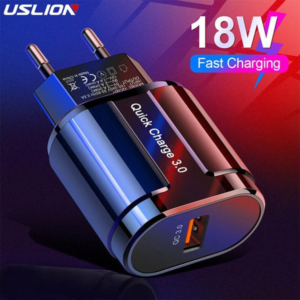 USLION Quick Charge QC 3.0 USB US EU Charger Universal Mobile Phone Charger Wall Fast Charging Adapter For iPhone Samsung Xiaomi AExp