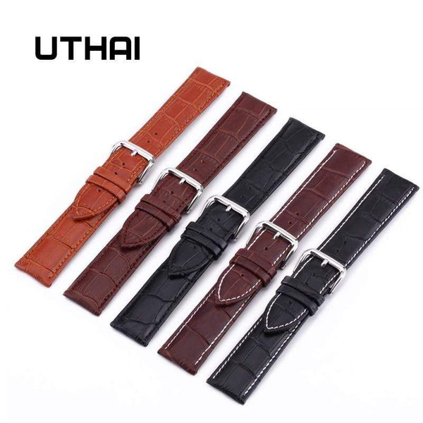 UTHAI Z08 Watch Band Genuine Leather Straps 10-24mm Watch Accessories High Quality Brown Colors Watchbands JadeMoghul Inc. 