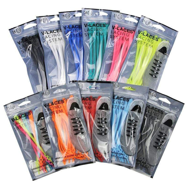 V-tie 14pcs/pack Waterproof silicone shoelace safty shoes accessories  round elastic shoelaces no tie sport shoelaces JadeMoghul Inc. 