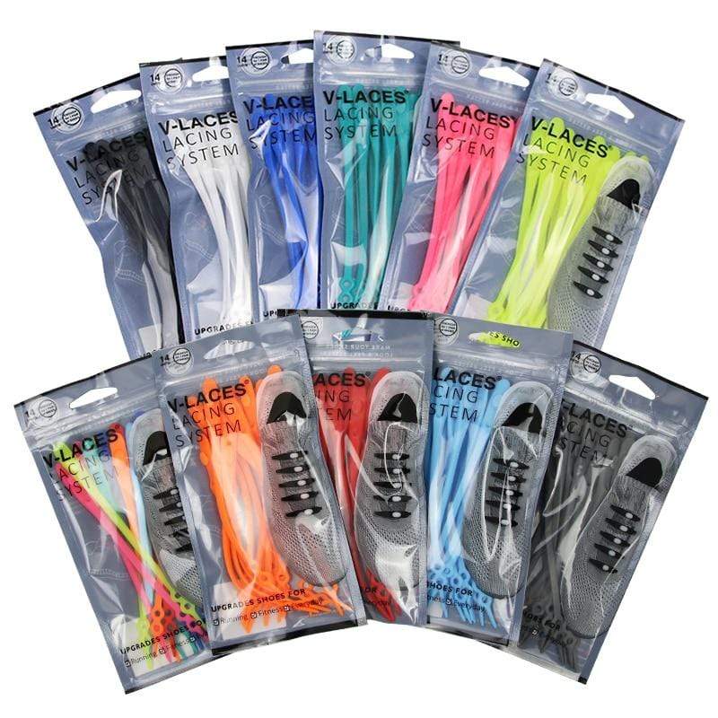 V-tie 14pcs/pack Waterproof silicone shoelace safty shoes accessories  round elastic shoelaces no tie sport shoelaces JadeMoghul Inc. 