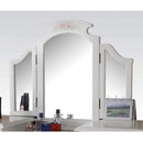 Wooden Frame Tri Fold Vanity Mirror In Traditional Style, White