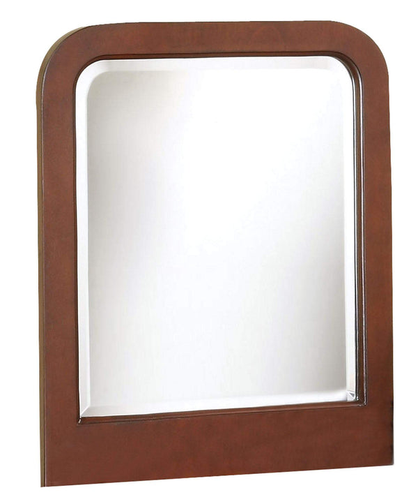 Wooden Frame Vanity Mirror With Beveled edges, Brown