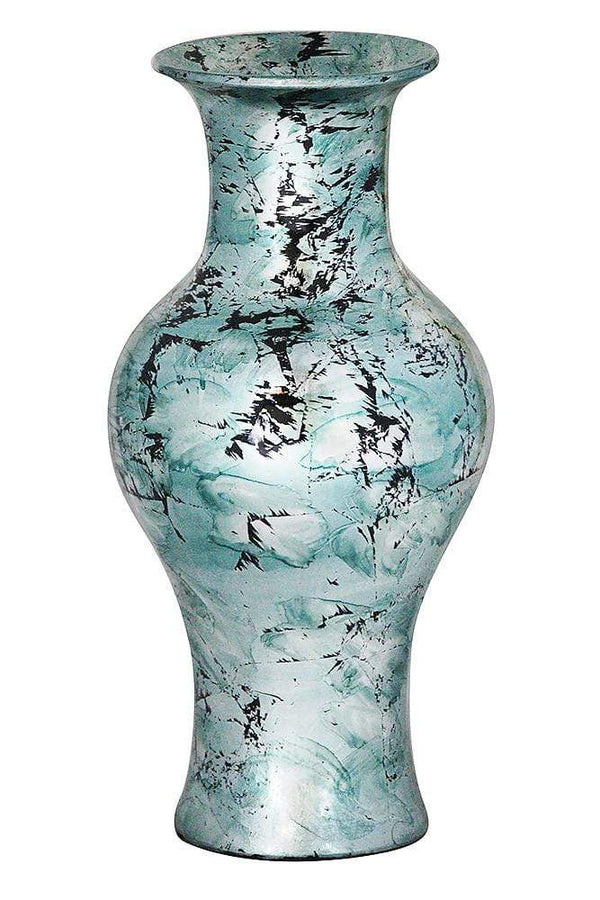 Vases Black Vase - 9'.5" X 9'.5" X 18" Aqua W/ Black Show-Through Ceramic Foiled & Lacquered Ceramic Vase HomeRoots