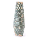 Vases Blue Vase - 7.1" X 5.3" X 19.7" Distressed Blue Ceramic Vase With Jewel-Like Shapes HomeRoots