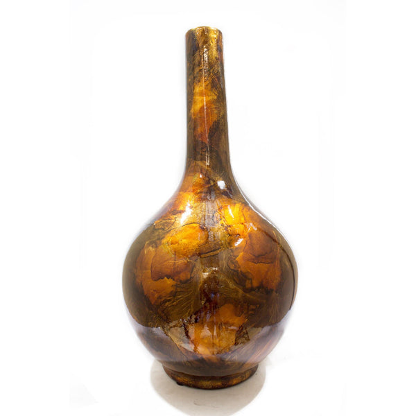 Vases Ceramic Vase - 5'.5" X 5'.5" X 24" Turquoise, Copper and Bronze Ceramic Floor Vase HomeRoots