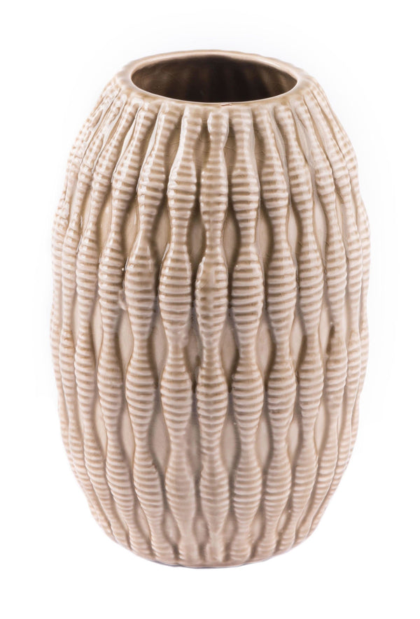 Vases Ceramic Vase - 5.5" x 5.5" x 8.3" Taupe, Ceramic, Small Vase HomeRoots