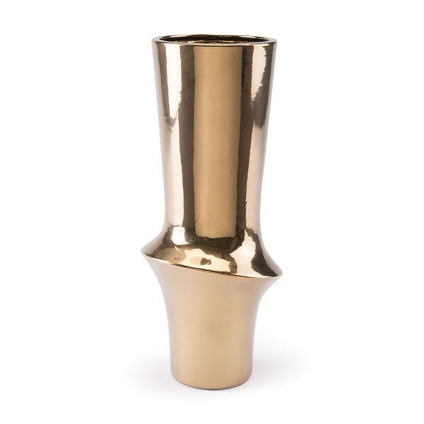 Vases Ceramic Vase - 7.1" X 7.1" X 17.1" Luxe Gold Ceramic Vase HomeRoots
