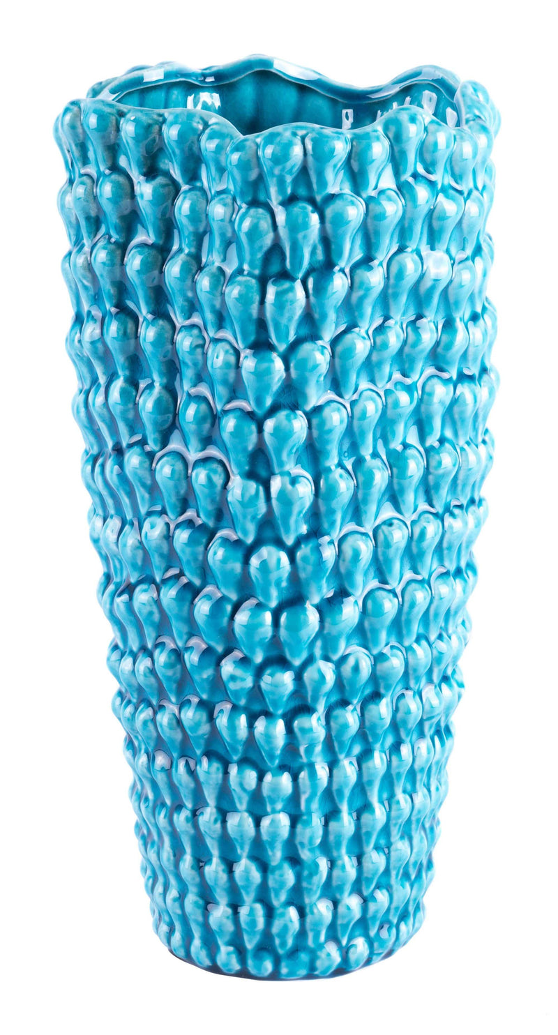 Vases Ceramic Vase - 7.5" x 7.5" x 14.8" Turquoise, Ceramic, Large Vase HomeRoots