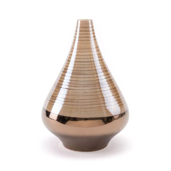 Vases Ceramic Vase - 9.6" X 9.6" X 13.6" Dual Short Brown And Pearl Vase HomeRoots
