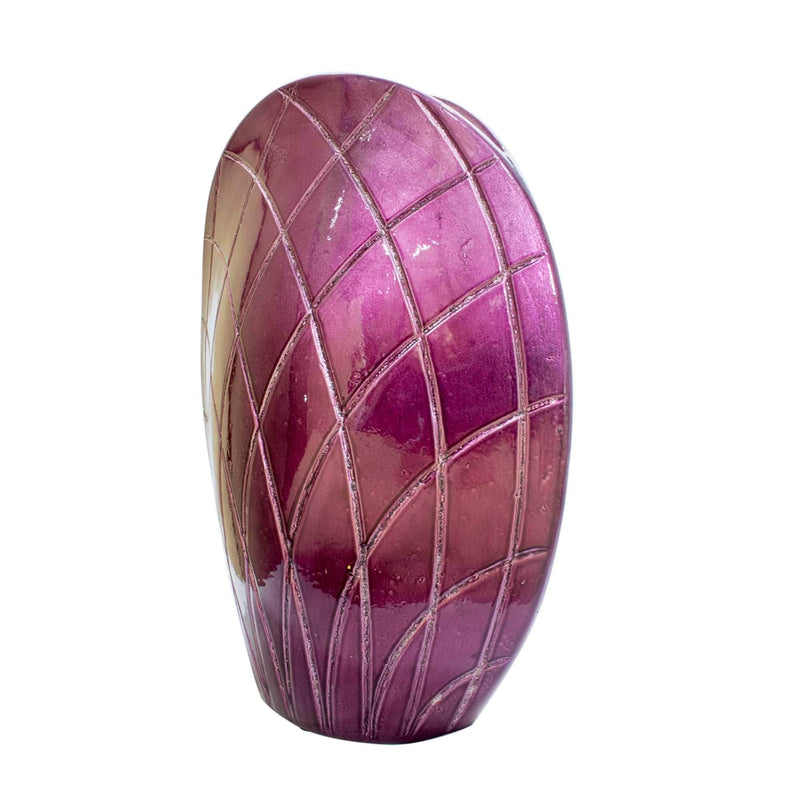 Vases Cheap Vases - 11" X 6" X 13'.75" Purple Ceramic Foiled & Lacquered Harlequin Patterned Vase HomeRoots