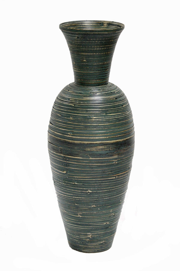 Vases Decorative Vases - 10'.25" X 10'.25" X 27" Distressed Blue Bamboo Spun Bamboo Vase HomeRoots