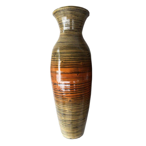 Vases Decorative Vases - 10'.25" X 10'.25" X 29'.5" Distressed Gold Bamboo Spun Bamboo Floor Vase HomeRoots