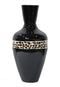 Vases Decorative Vases - 14" X 14" X 29'.5" Black Lacquer W/ Brown Coconut Shell Bamboo Spun Bamboo Floor Vase HomeRoots