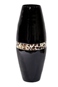 Vases Decorative Vases - 9'.45" X 9'.45" X 24" Black Lacquer W/ Brown Coconut Shell Bamboo Spun Bamboo Vase HomeRoots