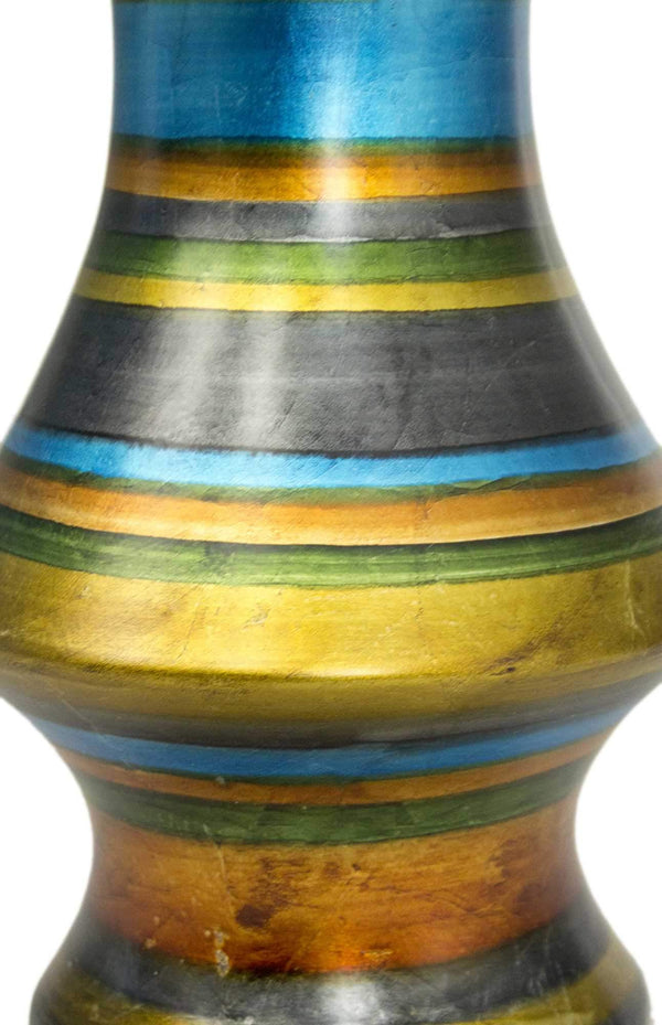 Vases Gold Vase - 10" X 10" X 24" Blue, Green, Gold, Copper And Pewter Ceramic Floor Vase HomeRoots
