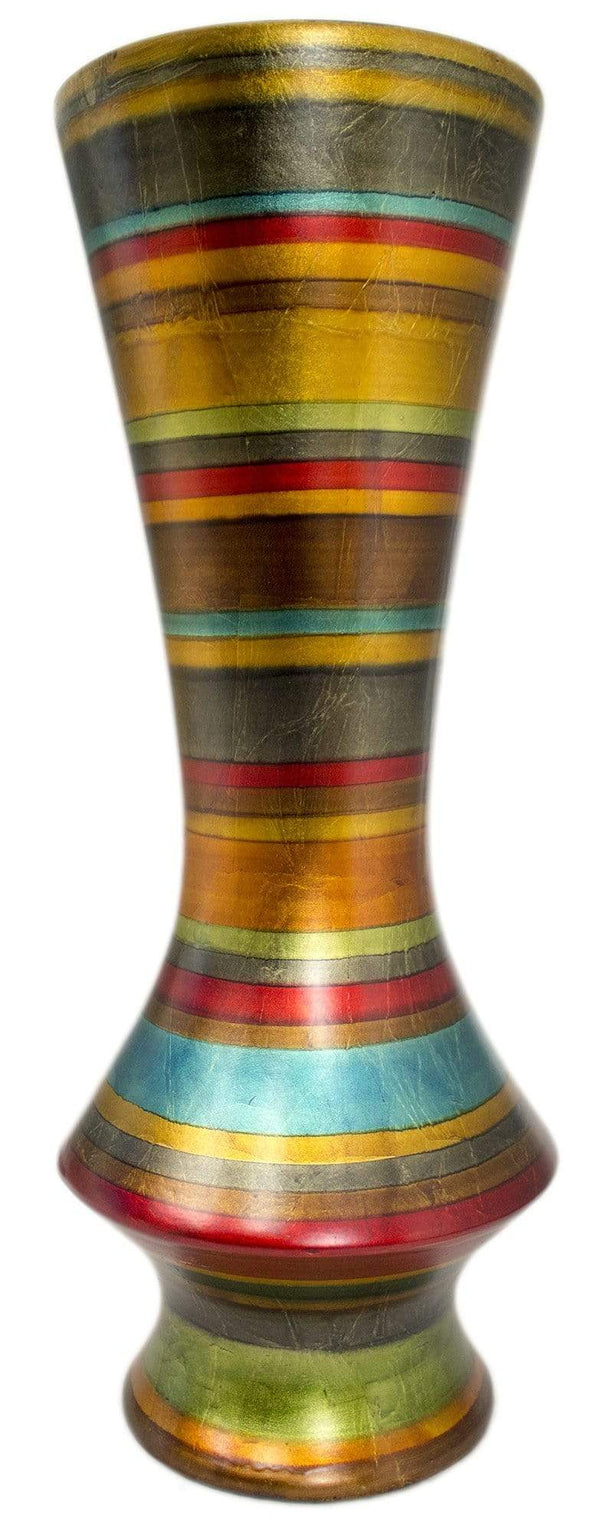 Vases Gold Vase - 10" X 10" X 24" Gold, Bronze, Copper, Pewter, Red, Green And Blue Ceramic Floor Vase HomeRoots