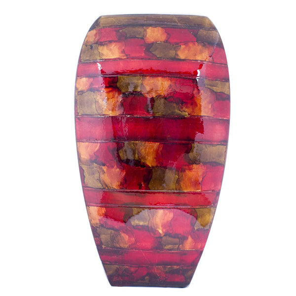 Vases Gold Vase - 10" X 6'.75" X 17'.75" Copper, Red, Gold Ceramic Foiled & Lacquered Large Tapered Modern Vase HomeRoots