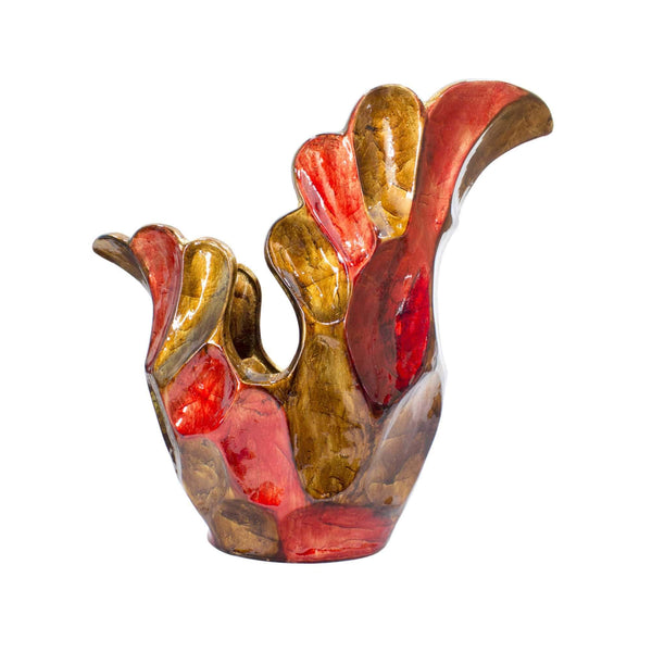 Vases Gold Vase - 119" X 8" X 15'.75" Copper, Red, Gold Ceramic Foiled & Lacquered Sculpted Vase HomeRoots