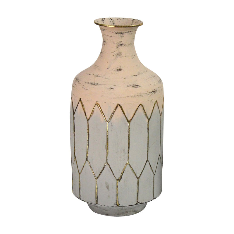 Vases Gold Vase - 6.69" X 6.69" X 14" Pink Grey Gold Metal Table Vase HomeRoots