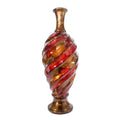 Vases Gold Vase - 6'.75" X 6'.75" X 20" Copper, Red, Gold Ceramic oiled & Lacquered Turned and Ridged Bud Vase HomeRoots
