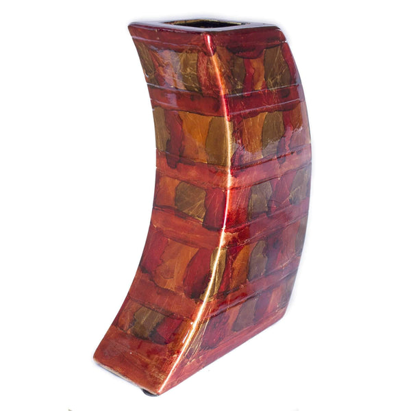 Vases Gold Vase - 7" X 2'.75" X 9'.75" Copper, Red, Gold Ceramic Foiled & Lacquered Modern Vase HomeRoots