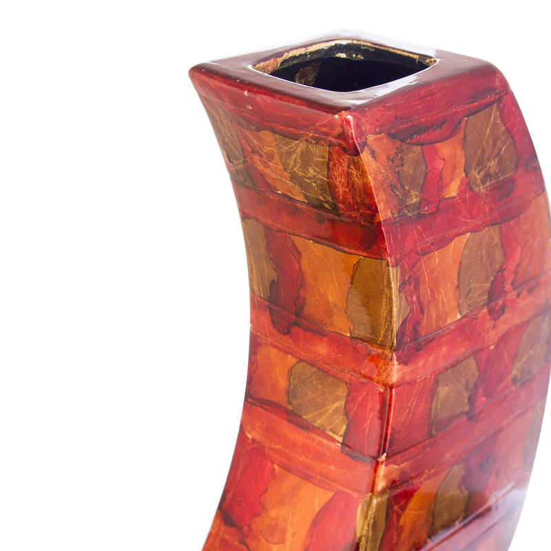 Vases Gold Vase - 7" X 2'.75" X 9'.75" Copper, Red, Gold Ceramic Foiled & Lacquered Modern Vase HomeRoots