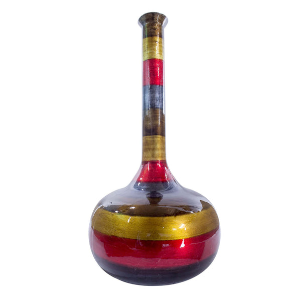 Vases Gold Vase - 8'.25" X 8'.25" X 16'.5" Brown, Gold, Red, Pewter Ceramic Lacquered Striped Tubed Bud Vase HomeRoots