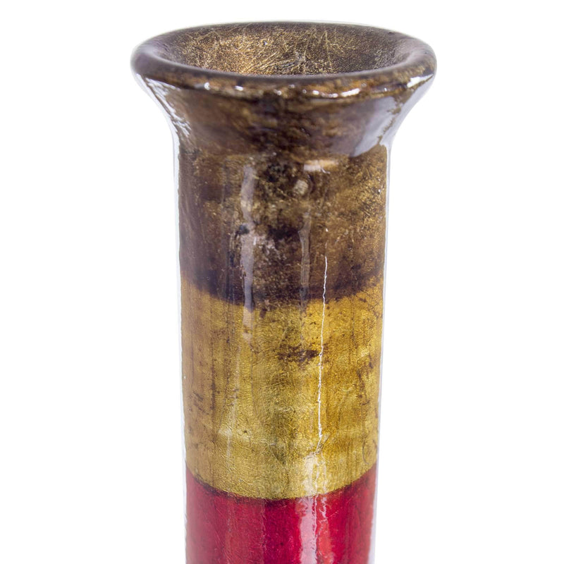 Vases Gold Vase - 8'.25" X 8'.25" X 16'.5" Brown, Gold, Red, Pewter Ceramic Lacquered Striped Tubed Bud Vase HomeRoots