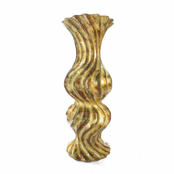 Vases Gold Vase - 8'.25" X 8'.25" X 22" Gold, Green, Red Ceramic Foiled & Lacquered Textured Vase HomeRoots