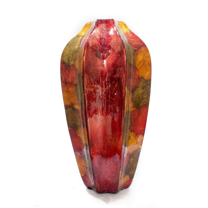 Vases Gold Vase - 8'.5" X 8'.5" X 16" Copper, Red and Gold Ceramic Table Vase HomeRoots