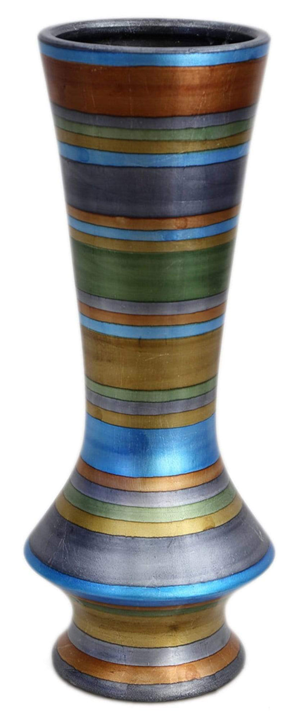 Vases Gold Vase - 8'.75" X 8'.75" X 20" Blue, Green, Gold, Copper And Pewter Ceramic Floor Vase HomeRoots