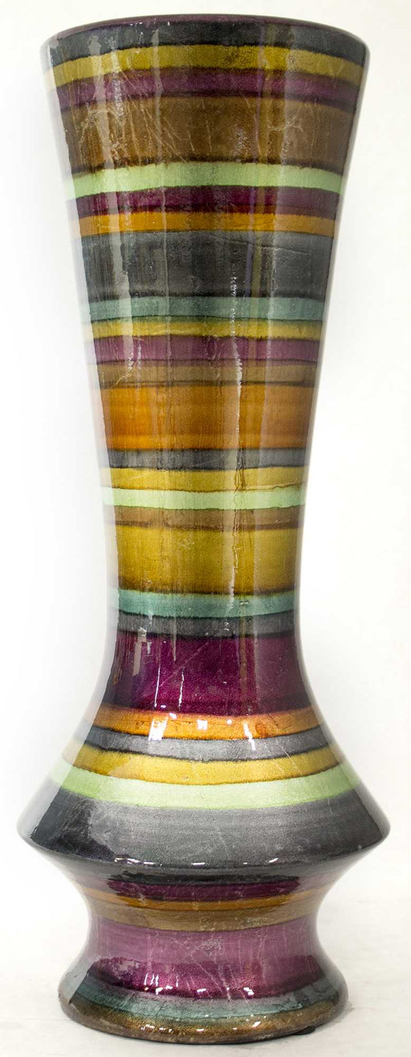 Vases Gold Vase - 8'.75" X 8'.75" X 20" Eggplant, Bronze, Gold, Green, Copper And Pewter Ceramic Floor Vase HomeRoots