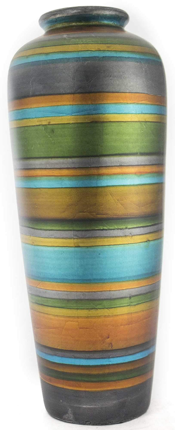 Vases Gold Vase - 8" X 8" X 20" Blue, Green, Gold, Copper And Pewter Ceramic Water Jug Floor Vase HomeRoots