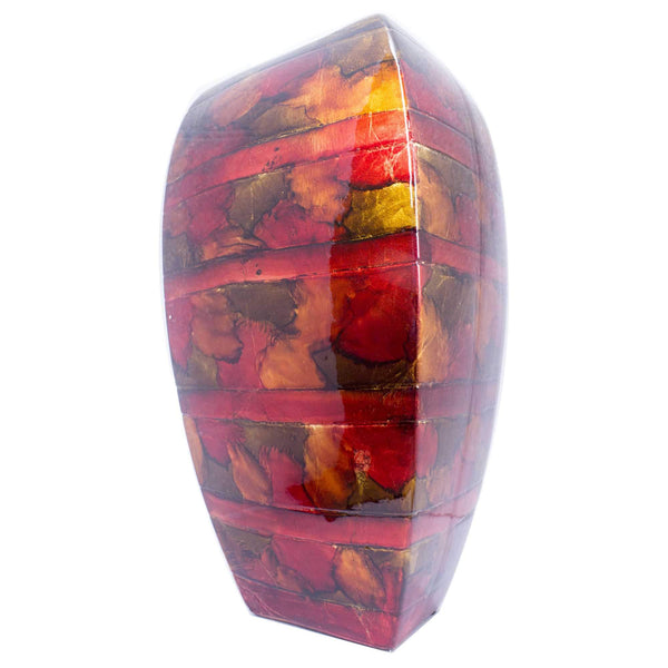 Vases Gold Vase - 9'.75" X 6" X 16'.25" Copper, Red, Gold Ceramic Foiled & Lacquered Tapered Modern Vase HomeRoots