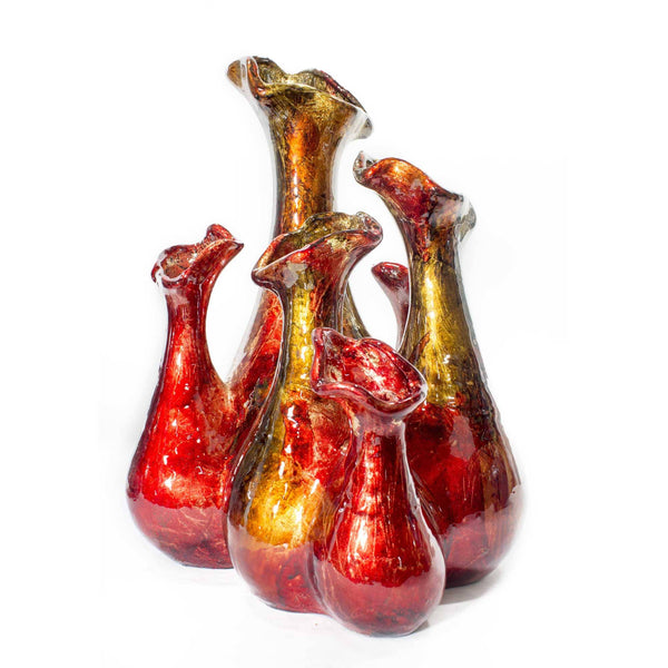 Vases Gold Vase - 9'.75" X 9'.75" X 13'.5" Copper, Red, Gold Ceramic Foiled & Lacquered Bud Vase HomeRoots